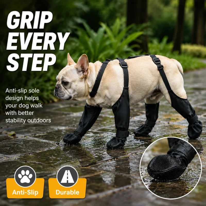 Waterproof Dog Shoes Adjustable Dog Boots Pet Breathbale Shoes Outdoor Walking Soft French Bulldog Pet Paws Anti-dirt Protector